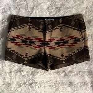 Pendleton Women’s Wool Aztec Shorts - Brown and Cream